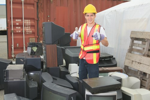 Construction site with waste materials being cleared